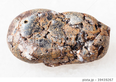 pebble of sphalerite stone with Galena on white 39439267