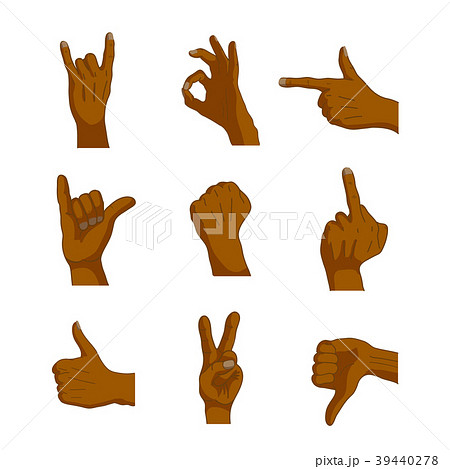 Common cartoon black hand signs on white Common cartoon black hand signs on white 39440278