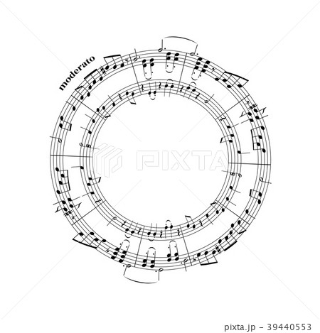 Music notes on stave in round shape on white 39440553