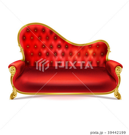 Vector Realistic Luxurious Red Leather Sofa Couchのイラスト素材 Vector Realistic Luxurious Red Leather
