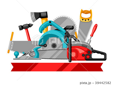 Background with equipment and tools for forestry 39442582