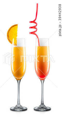 champagne glass with straw isolated on white champagne glass with straw isolated on white 39442938