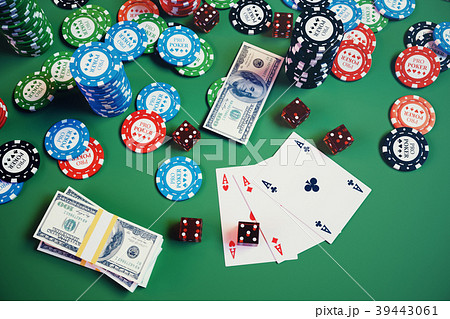 3d Illustration Casino Game Chips Playing Cardsのイラスト素材