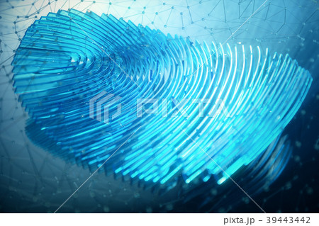 3D illustration Fingerprint scan provides security 39443442