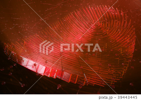 3D illustration Fingerprint scan provides security 3D illustration Fingerprint scan provides security 39443445