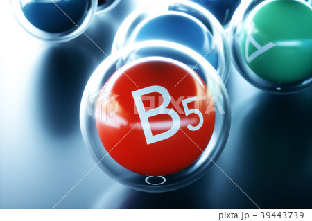 Vitamin B5, on black background. Symbol of health 39443739