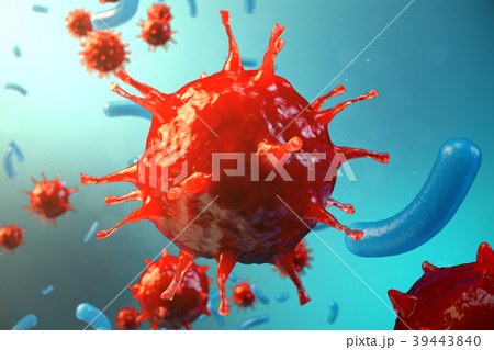 3D illustration pathogenic viruses causing 39443840