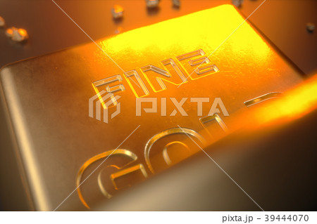 3D illustration close-up Gold Bars, weight of Gold 39444070