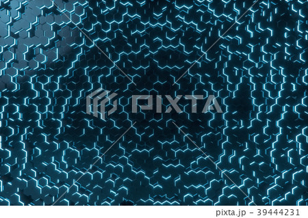 Abstract blue of futuristic surface hexagon 39444231