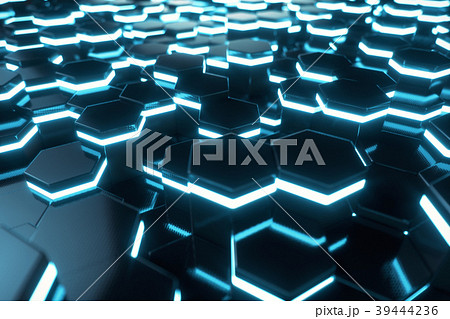 Abstract blue of futuristic surface hexagon 39444236