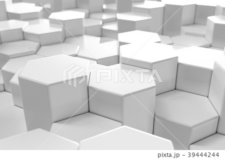 White geometric hexagonal abstract background, 3d 39444244