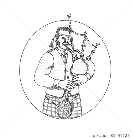 Scottish Bagpiper Doodle Art Scottish Bagpiper Doodle Art 39444527