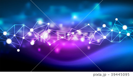 Shiny stars, neon glowing digital connected light 39445095