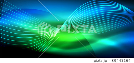 Glowing abstract wave on dark, shiny motion, magic 39445164