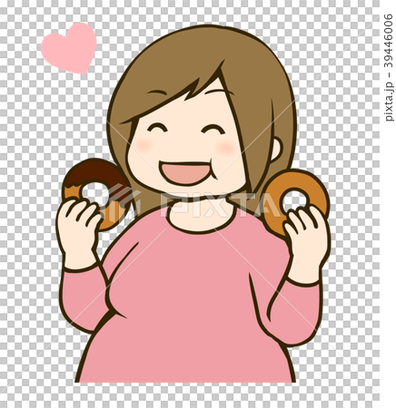 Fat woman with donut 39446006