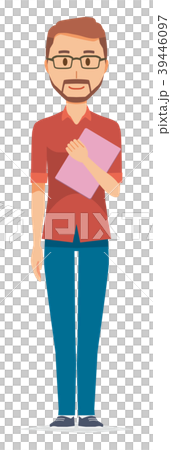 Bearded man wearing glasses has files 39446097