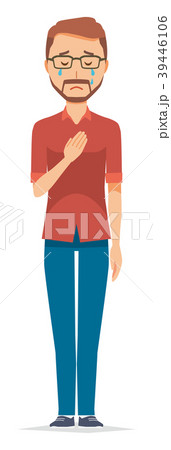 メガネをかけて髭を生やした男性が泣いている メガネをかけて髭を生やした男性が泣いている 39446106