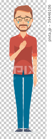 メガネをかけて髭を生やした男性が泣いている メガネをかけて髭を生やした男性が泣いている 39446106