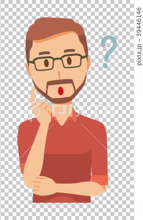 メガネをかけて髭を生やした男性が考えている メガネをかけて髭を生やした男性が考えている 39446146