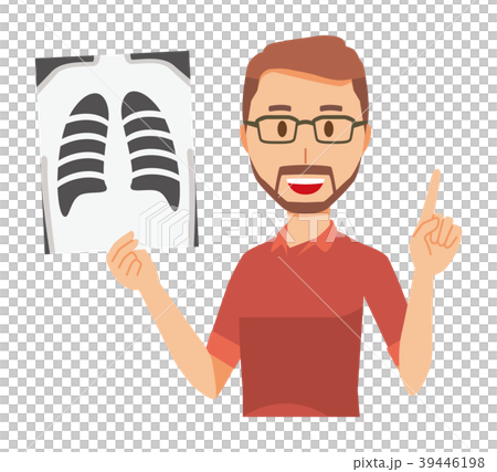 メガネをかけて髭を生やした男性がレントゲン写真を持っている メガネをかけて髭を生やした男性がレントゲン写真を持っている 39446198