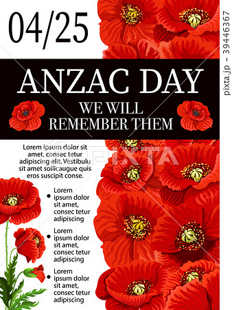 Anzac Day Lest We Forget remembrance vector poster Anzac Day Lest We Forget remembrance vector poster 39446367