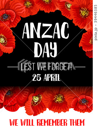 Anzac Remembrance Day red poppy flower banner 39446385