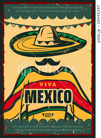 Viva Mexico retro poster for Cinco de Mayo holiday 39446387