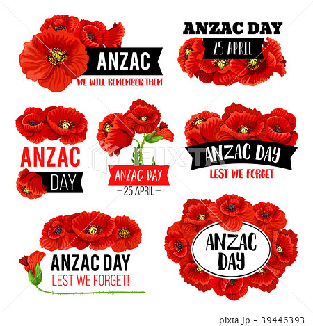 Anzac Day poppy flower memorial card design 39446393