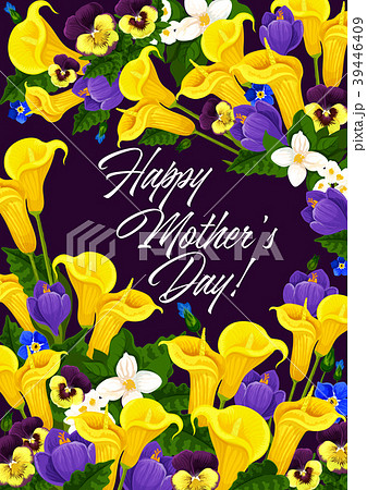 Mother Day greeting card in spring flower frame Mother Day greeting card in spring flower frame 39446409