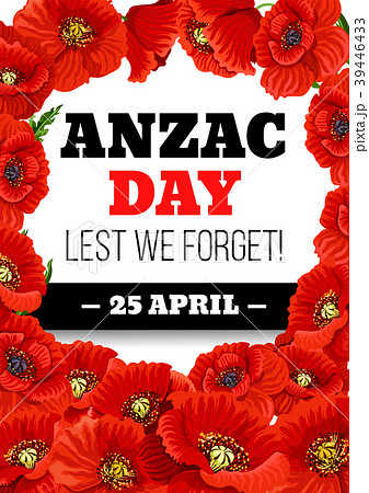 Anzac Day 25 April poppy vector greeting card Anzac Day 25 April poppy vector greeting card 39446433