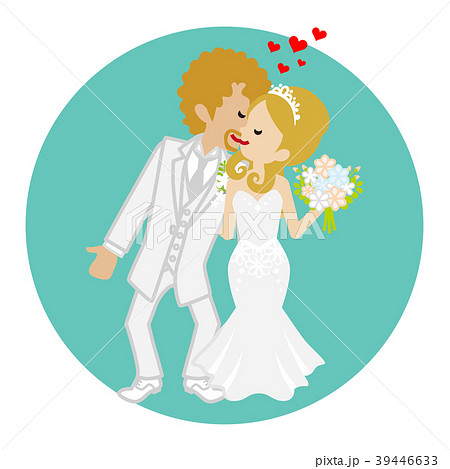 キスする新郎新婦 ブロンドのイラスト素材