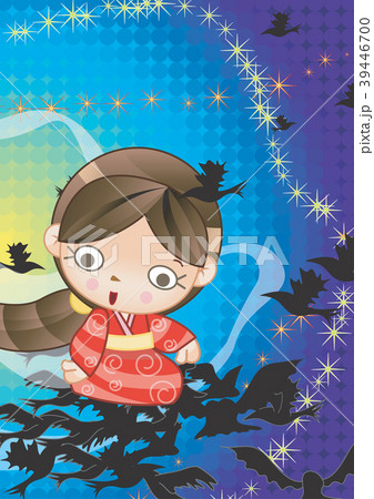 イラスト 夜空 カラス 39446700