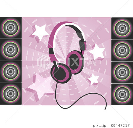 イラスト デザイン ヘッドフォンのイラスト素材