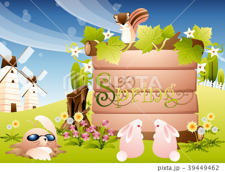 リス 風車 ウサギ 39449462