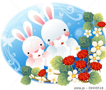 動物 ウサギ 花 39449518