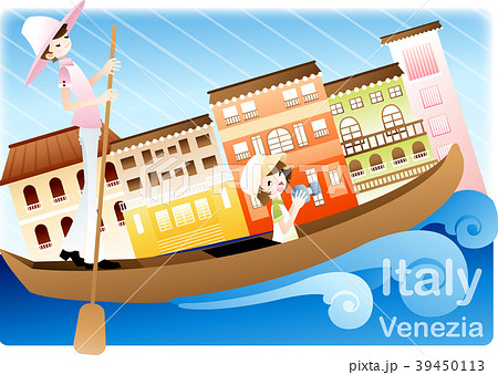 ベニス ボート ゴンドラのイラスト素材