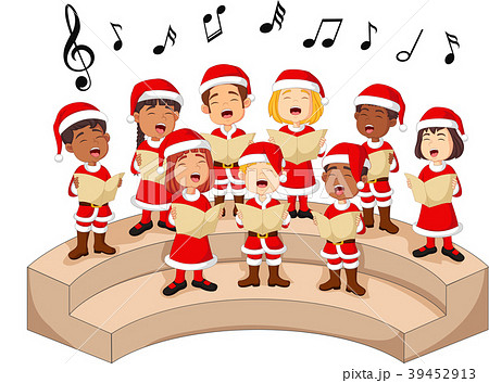 Choir girls and boys singing a song 39452913