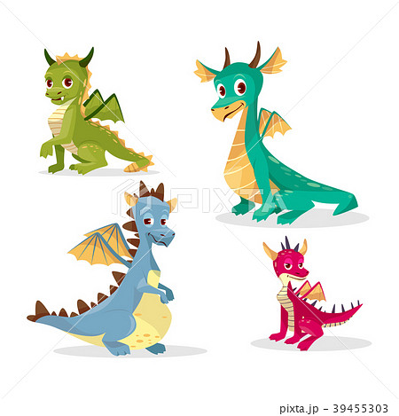 Cartoon dragons vector illustration of funny fairy 39455303