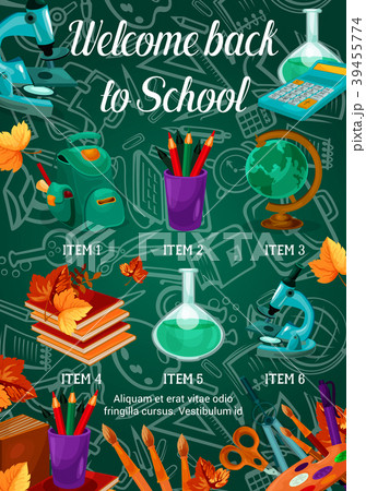 Back to School vector chalkboard pattern poster 39455774