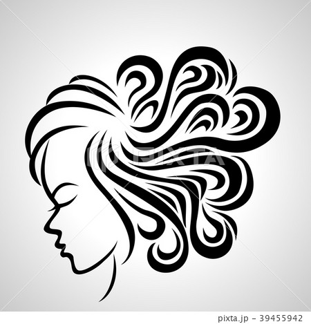 Illustration Of Women Long Hair Style Iconのイラスト素材