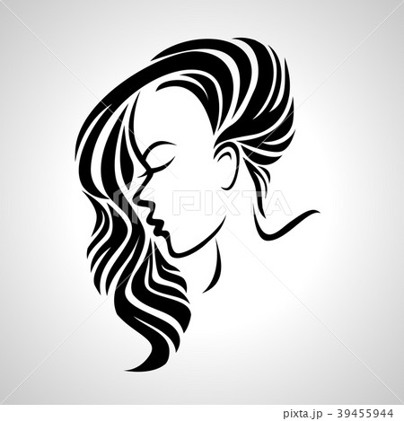 Illustration Of Women Long Hair Style Iconのイラスト素材