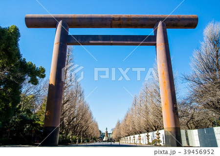 東京 靖国神社 大鳥居の写真素材