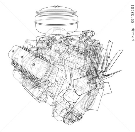 Engine sketch. 3d illustration Engine sketch. 3d illustration 39458201