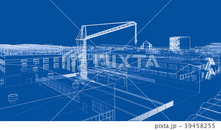 Industrial zone with buildings and cranes 39458255
