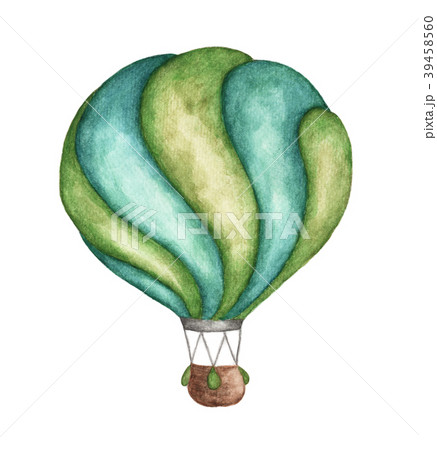 Green hot air balloon on white background 39458560