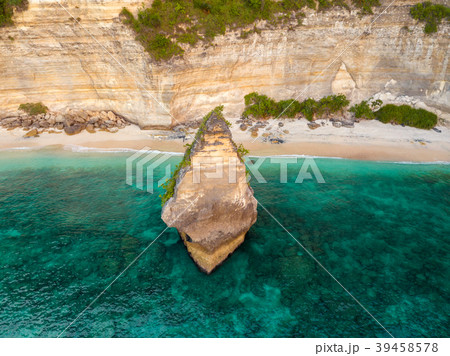 Wild Tropical Beach and Rock. Aerial View 39458578