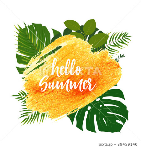 Hello Summer Gold Paint Glittering Textured Art 39459140