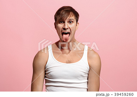 The squint eyed man with weird expression isolated 39459260