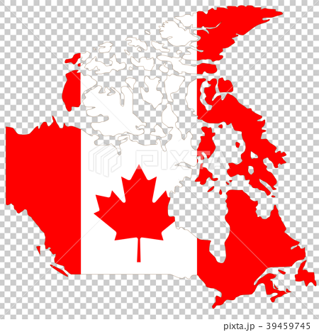カナダ地図と国旗のイラスト素材