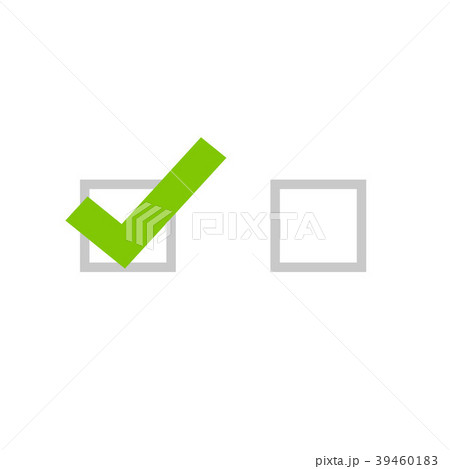 Tick icon vector symbol, flat cartoon green 39460183